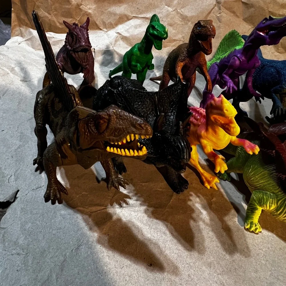 12pc Dinosaur Figure Lot Multicolor T-Rex Stegosaurus Toy Set